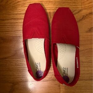 Toms Vibrant Red Canvas Slip-Ons
